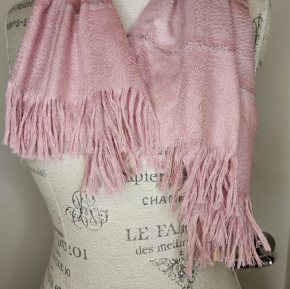 Vintage Pink Pashmina Silk Scarf - Picture 5 of 9